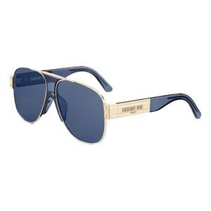 Dior NWT Christian Dior DIORSIGNATURE A3U Gold Blue Oversized Aviator Sunglasses